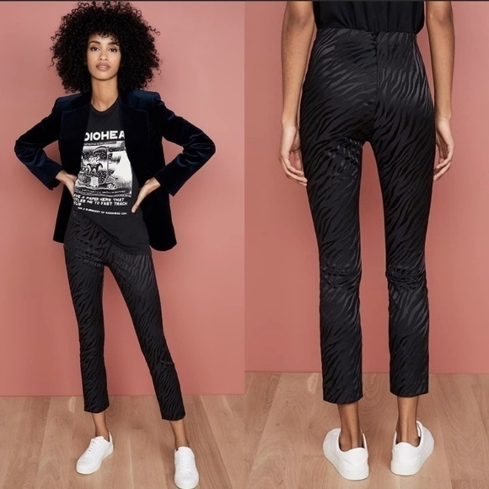 rag & bone Black Simone Cropped Jacquard Zebra Print Pants 0 - Picture 4 of 14